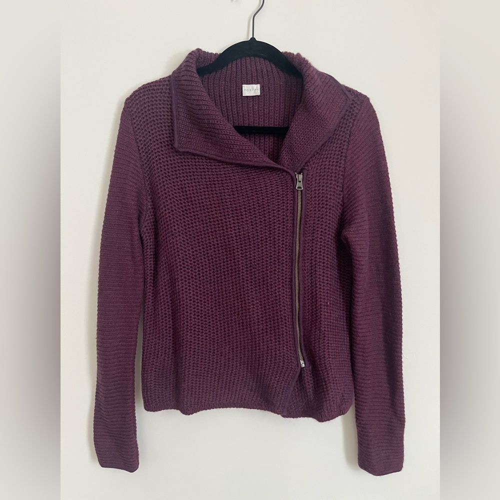 Poetry Brand Baby Alpaca Zip Sweater in a mixed Purple Color, US Size 6/Small